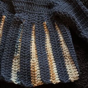 Handmade Blue and Cream Crochet Baby Sweater